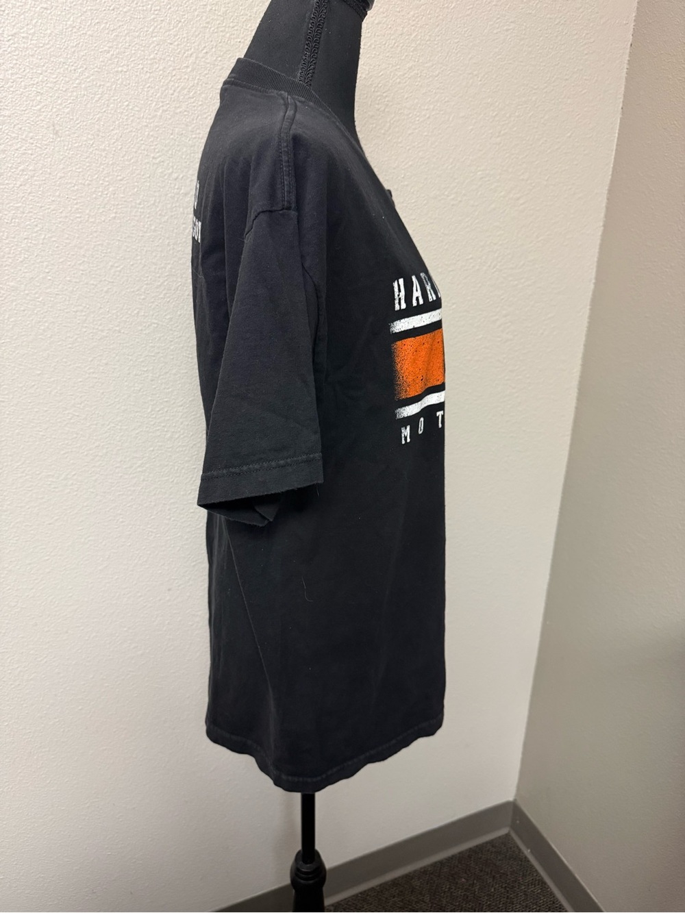 Harley-Davidson Black Orange Logo Graphic Motorcycle Tee Shirt Large USA Biker - Picture 5 of 8